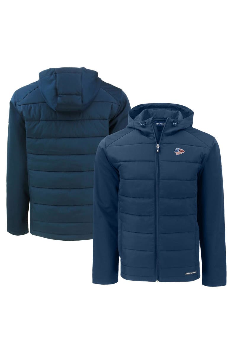 Cutter & Buck Men's Cutter & Buck Navy Kansas City Chiefs  Americana Evoke Hybrid Eco Softshell Recycled Full-Zip Hooded Jacket, Main, color, Navy