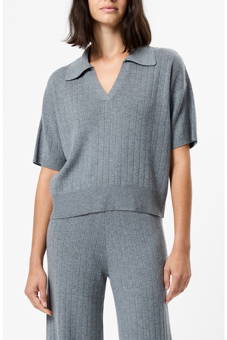 Javier Rib Knit Polo, Main, color, MED HEATHER GREY