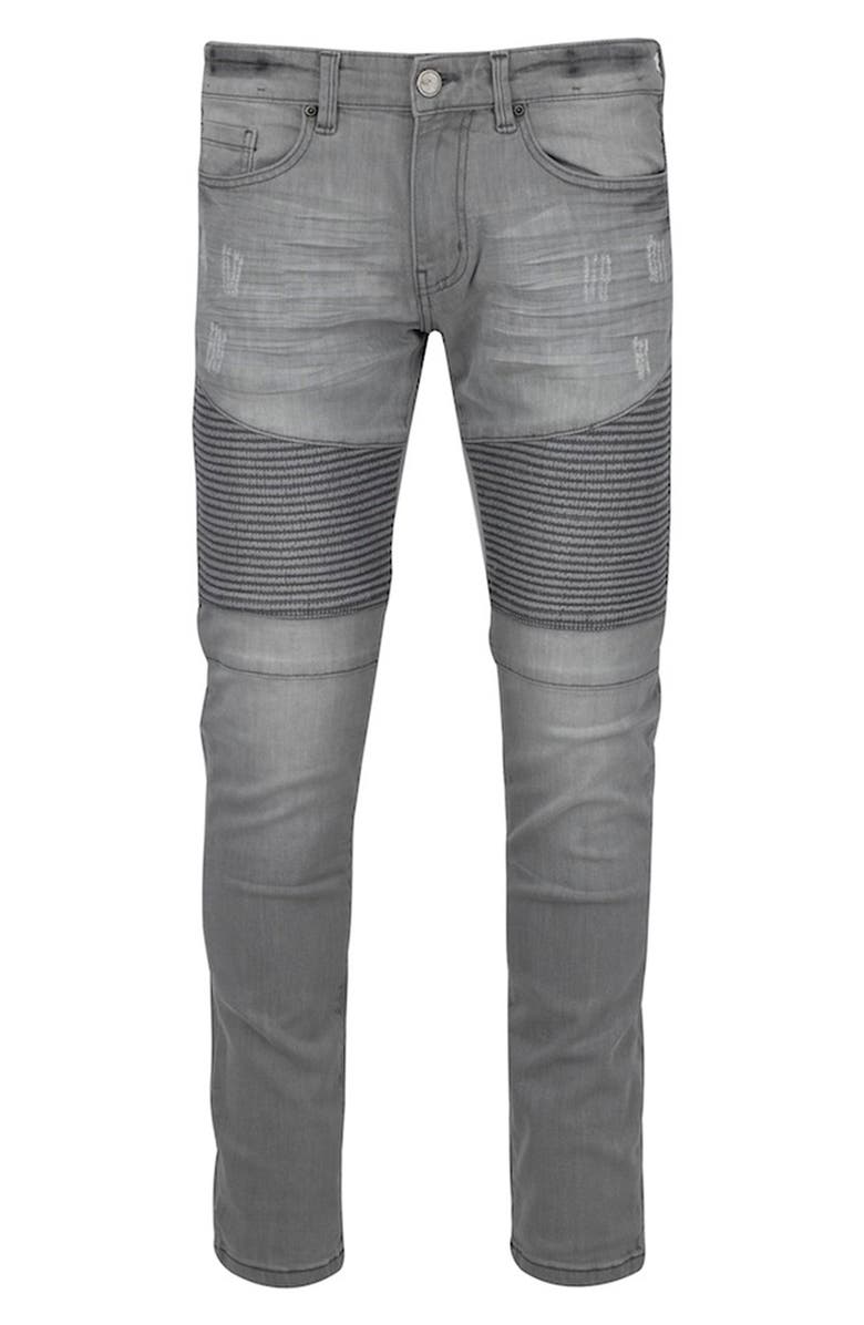 XRAY Stretch Mid Rise Skinny Moto Jeans, Main, color, 