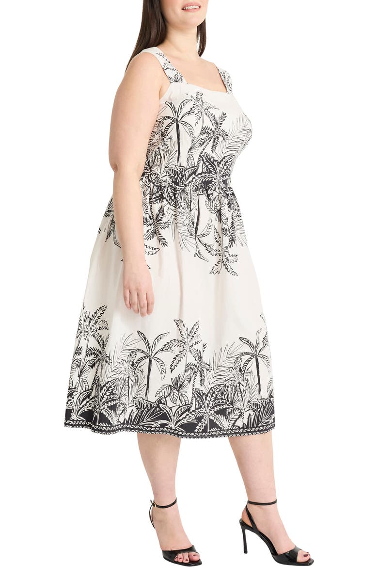 Maggy London Print Fit & Flare Midi Dress, Alternate, color, Black/ White