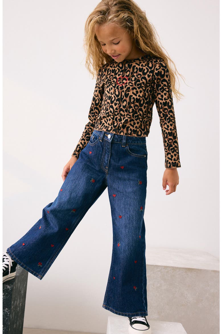 Kids' Embroidered Flare Jeans, Alternate, color, BLUE