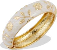SAVVY CIE JEWELS Enameled Floral Hinge Bangle Bracelet