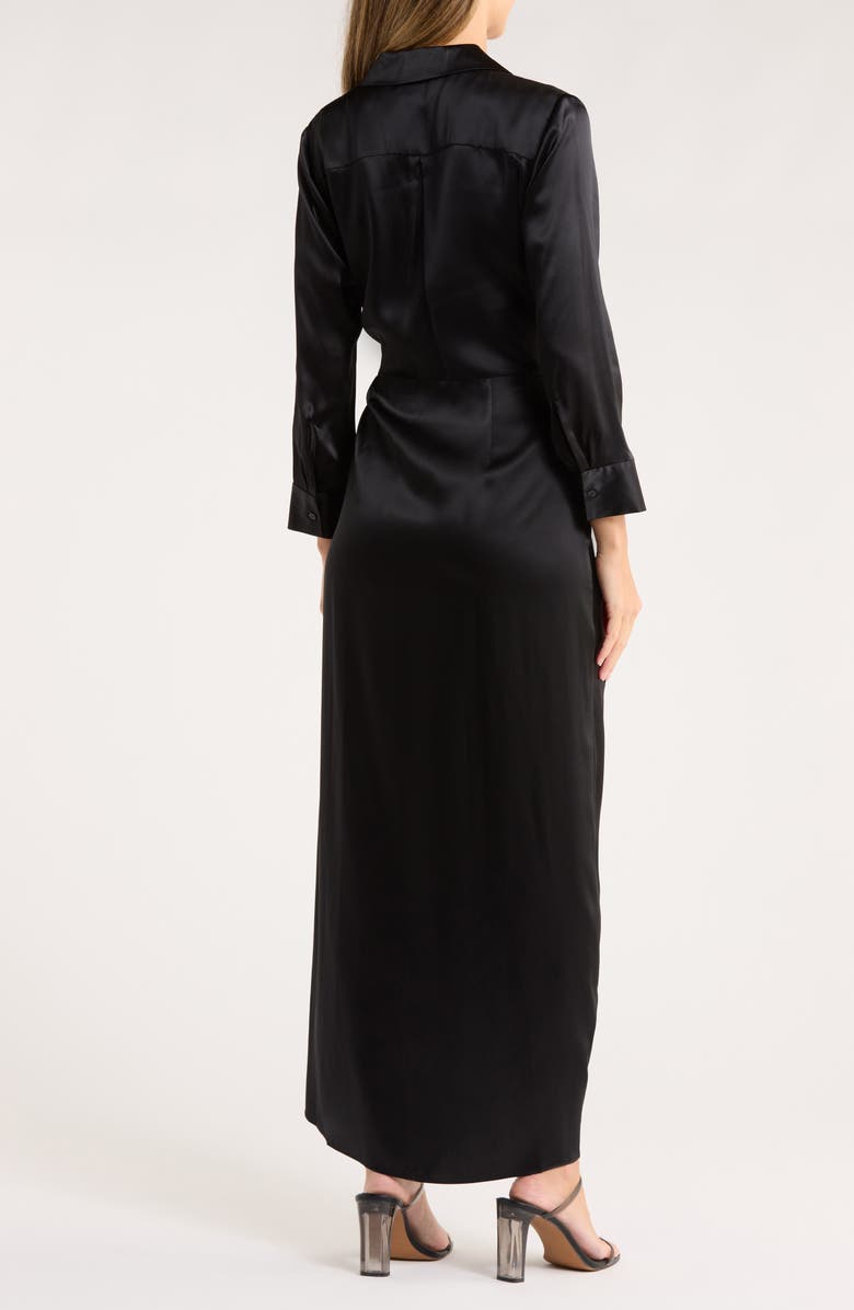 L'AGENCE Kadi Long Silk Wrap Dress, Alternate, color, Black