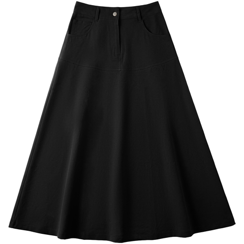 Flare Side Pocket Zip Front Midi Skirt