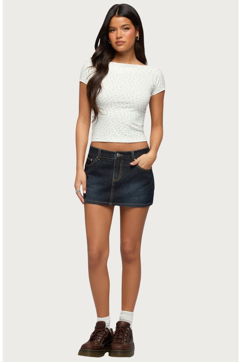 Chiara Denim Miniskirt, Alternate, color, DARK-BLUE-WASHED