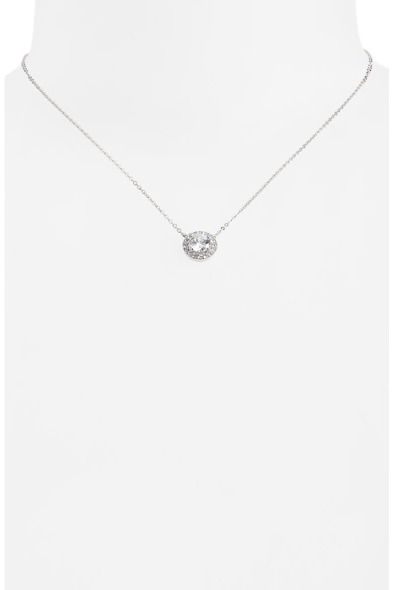 Cubic Zirconia Pendant Necklace, Alternate, color, CLEAR- SILVER