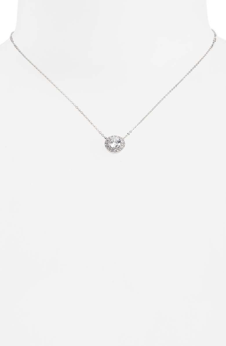 Nordstrom Cubic Zirconia Pendant Necklace, Alternate, color, Clear- Silver