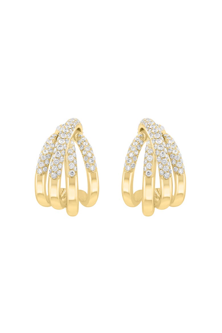 18K Rose Gold Diamond Pavé Hoop Earrings, Main, color, 18K Gold
