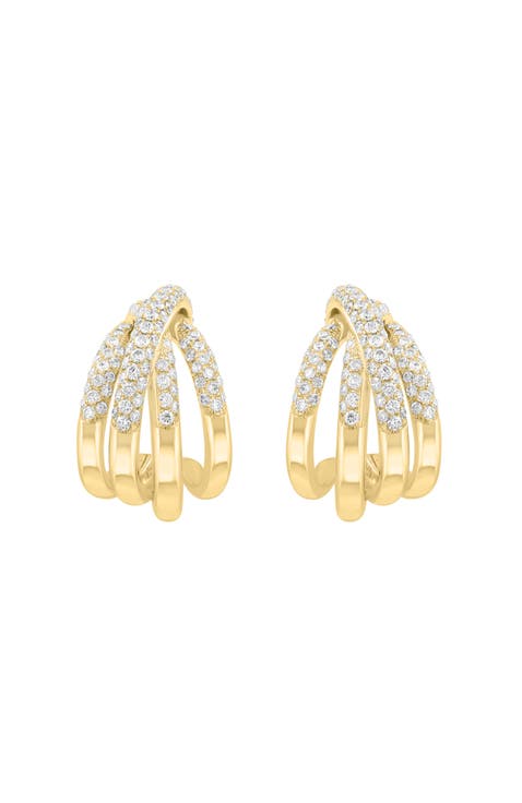 18K Rose Gold Diamond Pavé Hoop Earrings