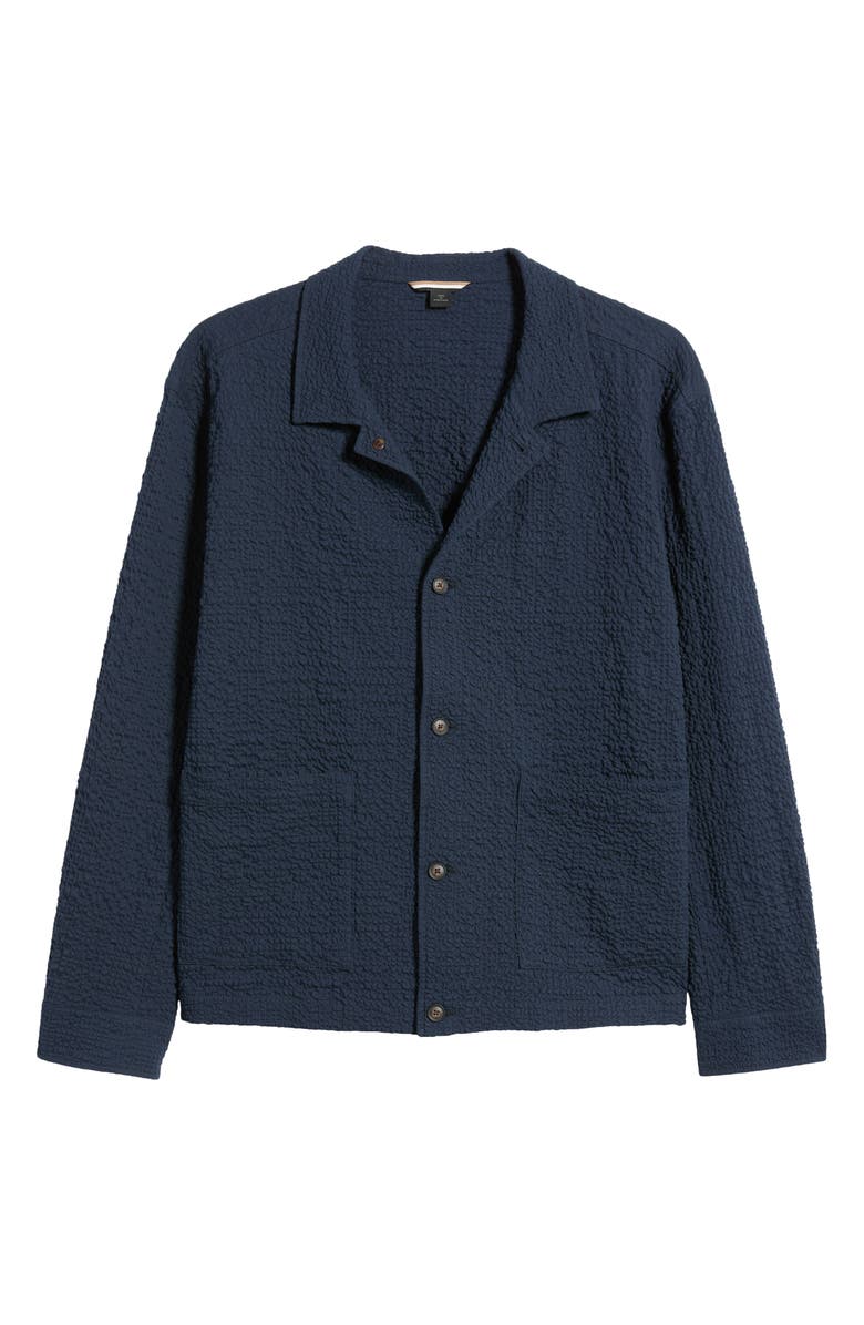 BOSS Carper Textured Long Sleeve Camp Shirt, Alternate, color, Dark Blue