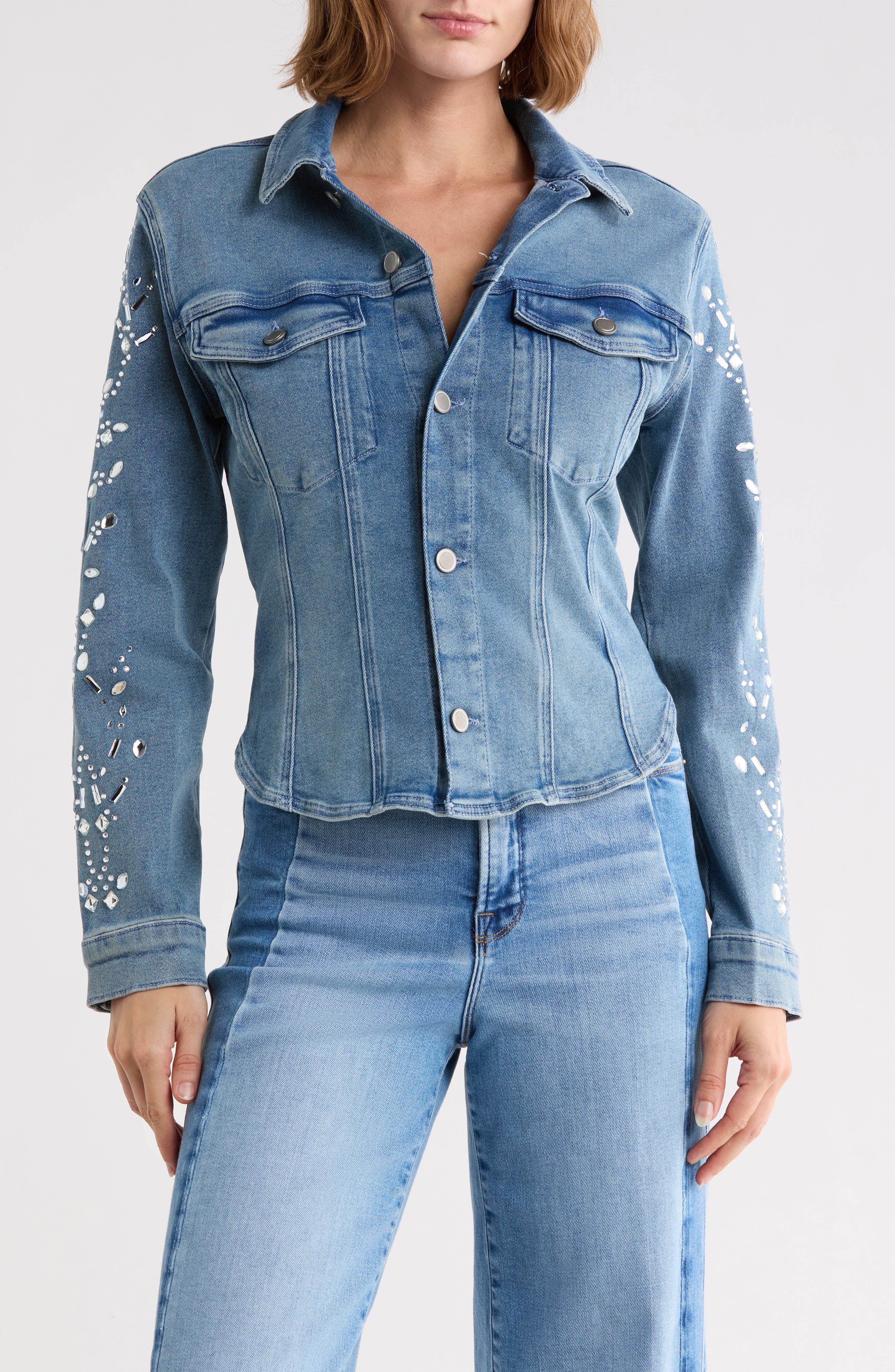 Fitted Embellished Trucker Jacket