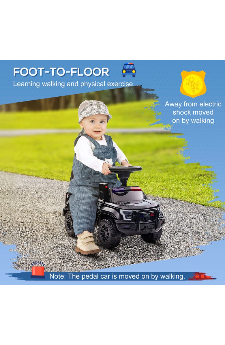 Aosom Kids Police Car Ride-on with Megaphone, Storage, Alternate, color, Black