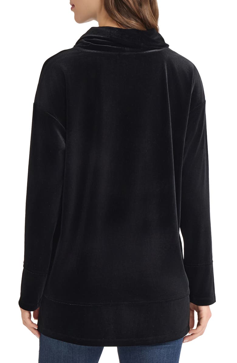 Jones New York Velour Cowl Neck Tunic, Alternate, color, Jones Black