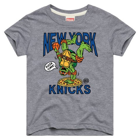Youth Homage Gray New York Knicks x Teenage Mutant Ninja Turtles Michelangelo Tri-Blend T-Shirt