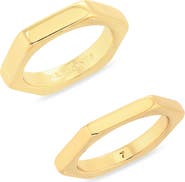 AllSaints Set of 2 Hexagon Band Stackable Rings