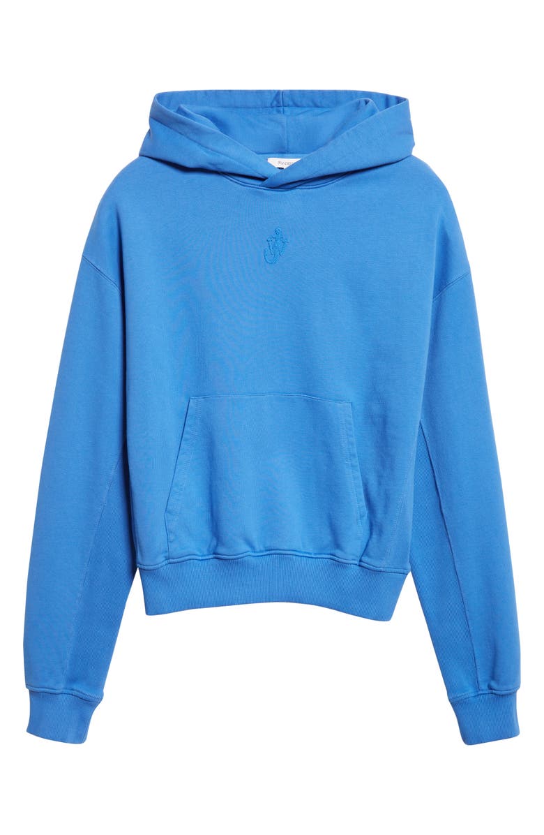 JW Anderson Anchor Logo Embroidered Crop Hoodie, Alternate, color, 727 Bright Blue