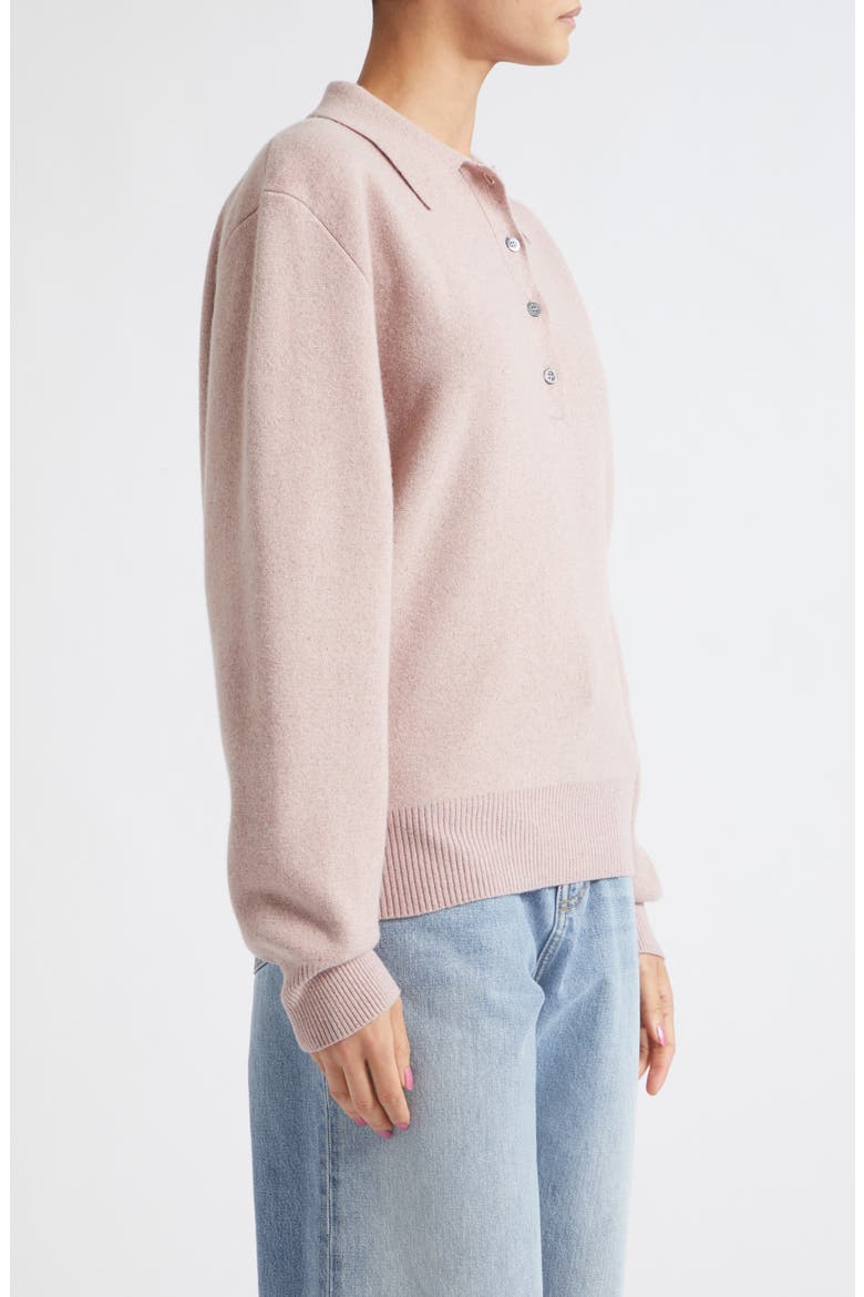 Compact Mouliné Polo Sweater, Alternate, color, PINK MELANGE