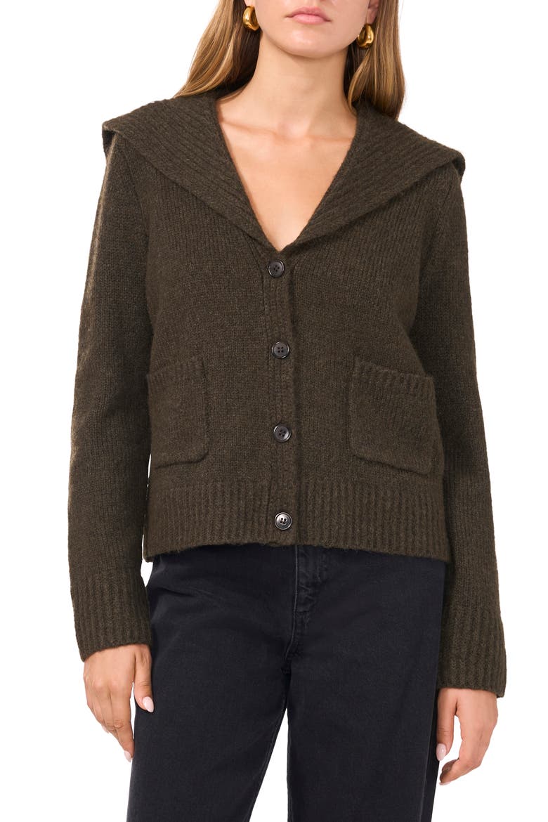 Foldover Collar Cardigan, Main, color, GRAY BELUGA