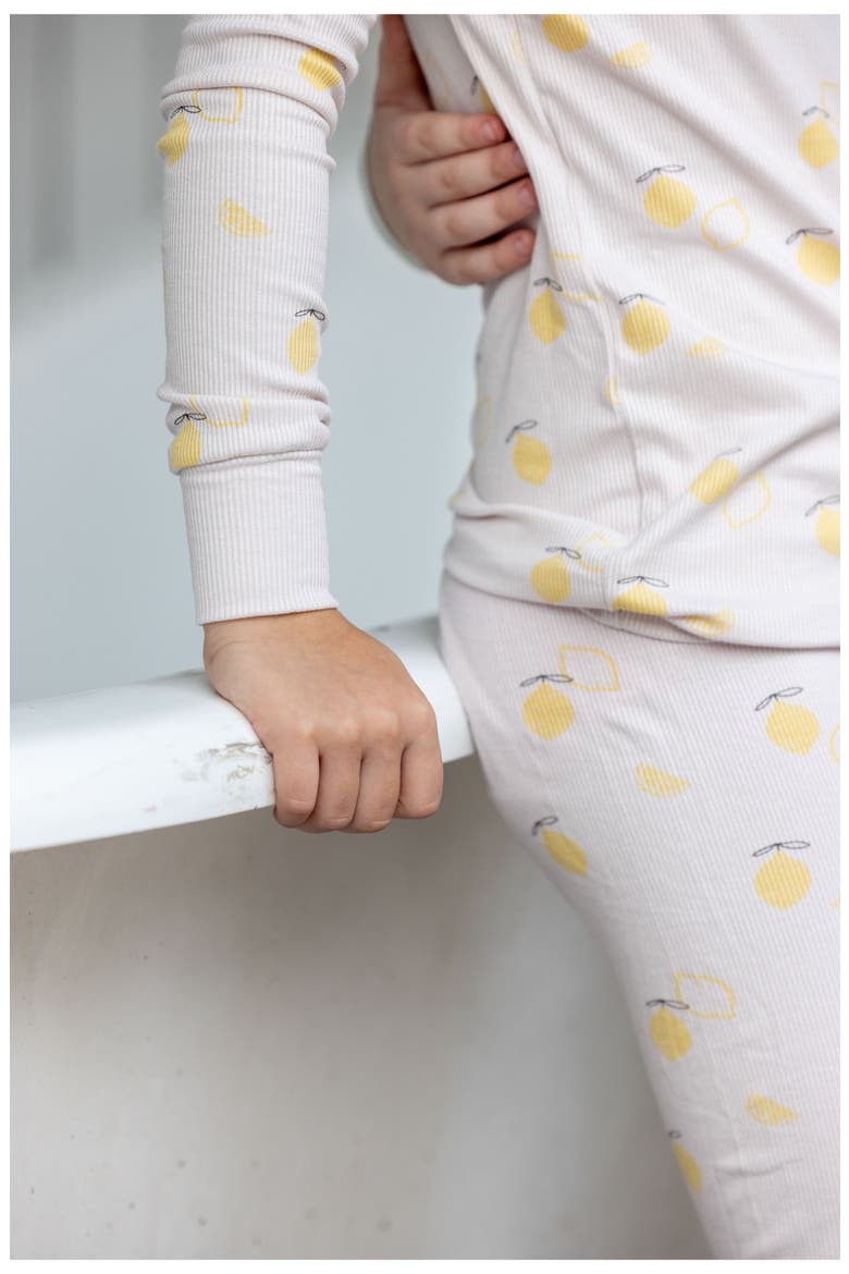 Lemon Print PJ for Girl, Alternate, color, Pink