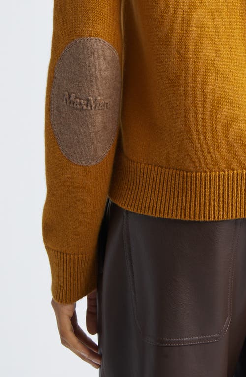 Max Mara Fresia Elbow Patch Wool & Cashmere Crewneck Sweater In Yellow