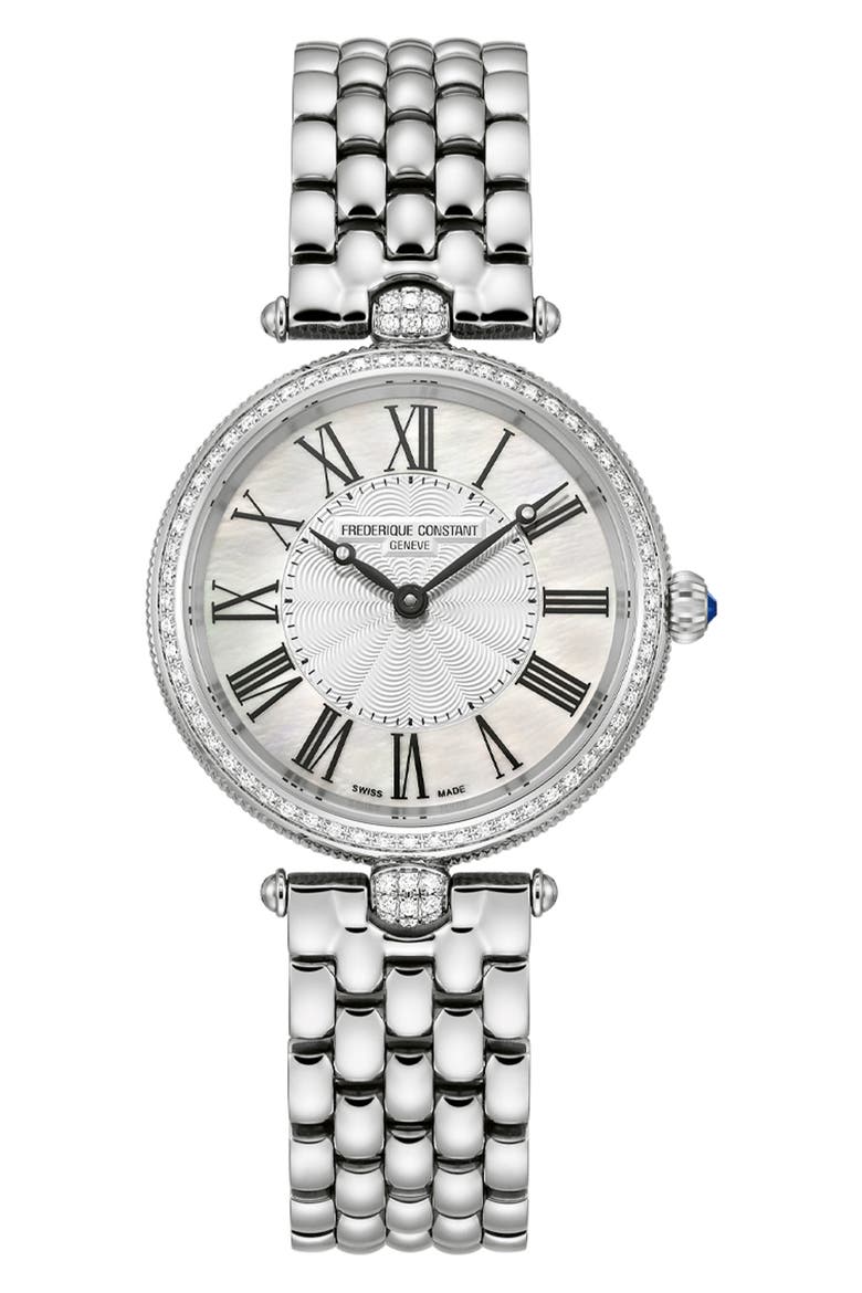 Art Deco Diamond Bracelet Watch, 30mm, Main, color, SILVER-TONE