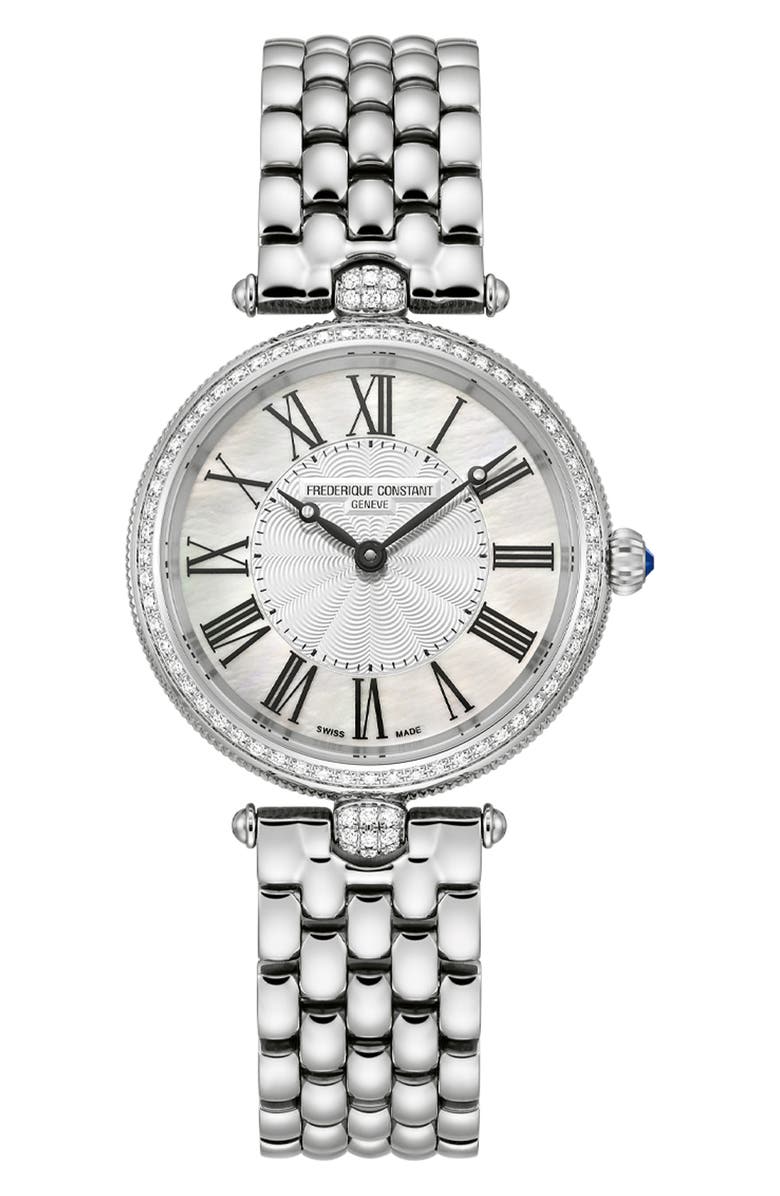 FREDERIQUE CONSTANT Art Deco Diamond Bracelet Watch, 30mm, Main, color, 