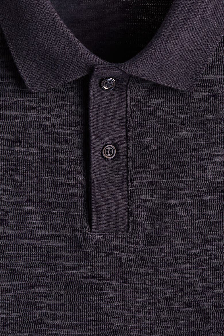 Slim Fit Jacquard-knit Polo Shirt, Alternate, color, Dark blue
