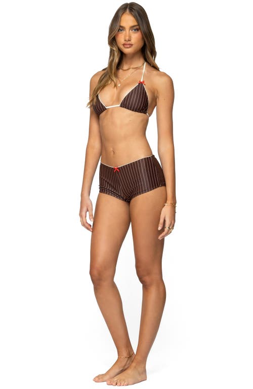 EDIKTED EDIKTED PINSTRIPE TRIANGLE BIKINI TOP 