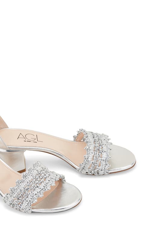 Agl Attilio Giusti Leombruni Crochet 50mm Metallic-leather Sandals In Argento-silver