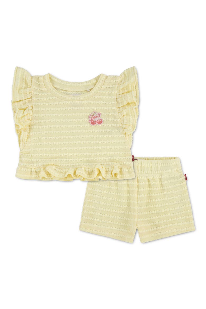 Ruffle Top & Shorts Set, Main, color, FRENCH VANILLA