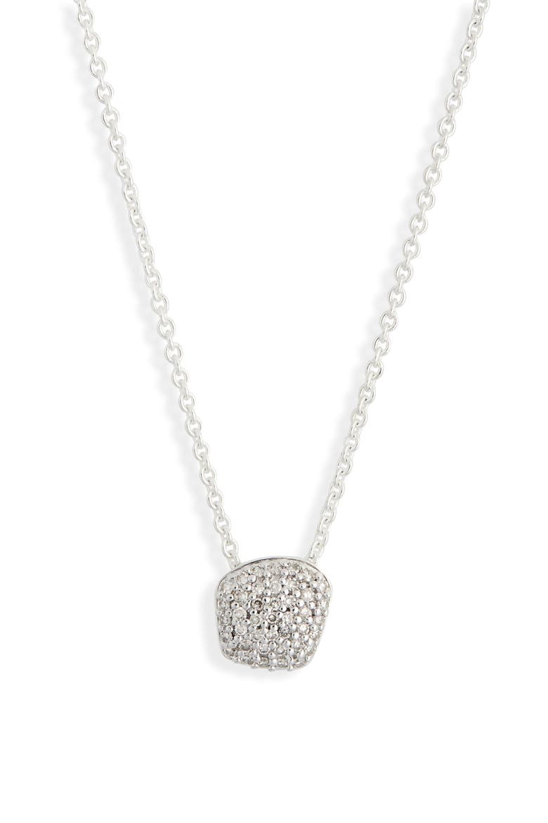 Nura Mini Nugget Pavé Diamond Pendant Necklace, Main, color, STERLING SILVER