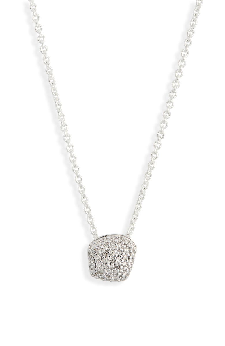 Monica Vinader Nura Mini Nugget Pavé Diamond Pendant Necklace, Main, color, Sterling Silver