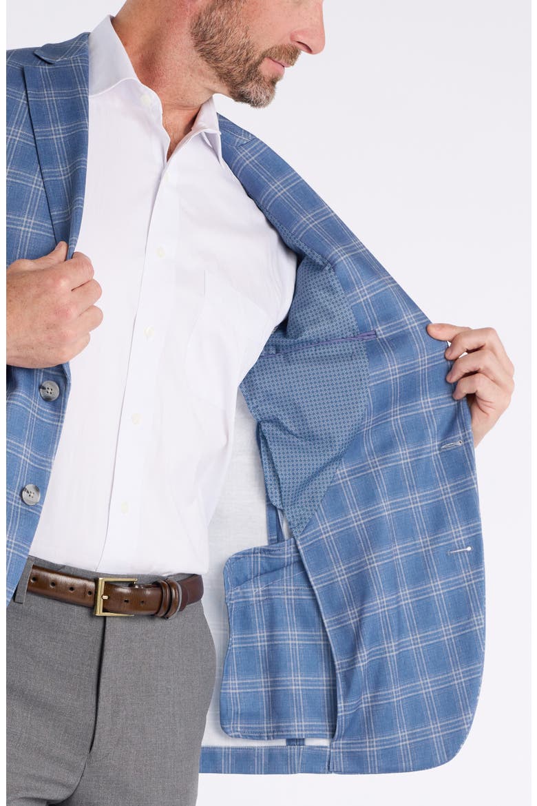 Shoreditch Slim Fit Blue Plaid Knit Sport Coat, Alternate, color, BLUE