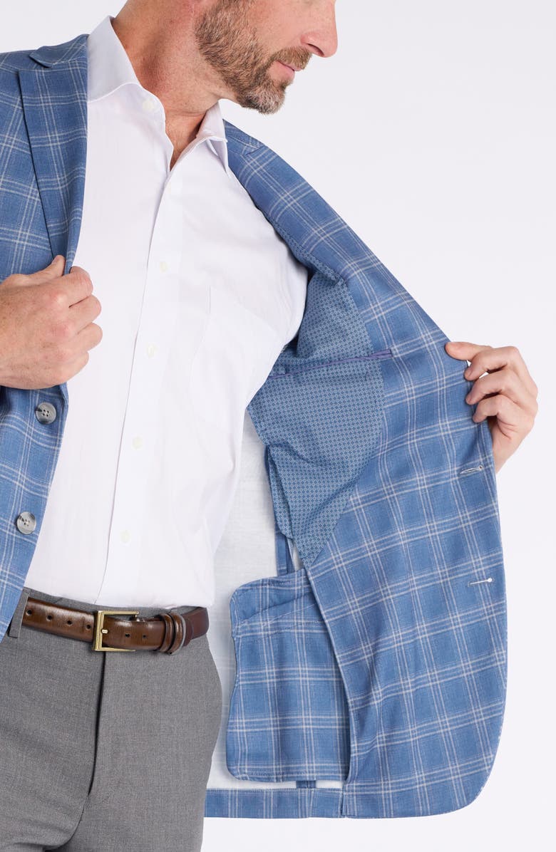 SAVILE ROW CO Shoreditch Slim Fit Blue Plaid Knit Sport Coat, Alternate, color, Blue