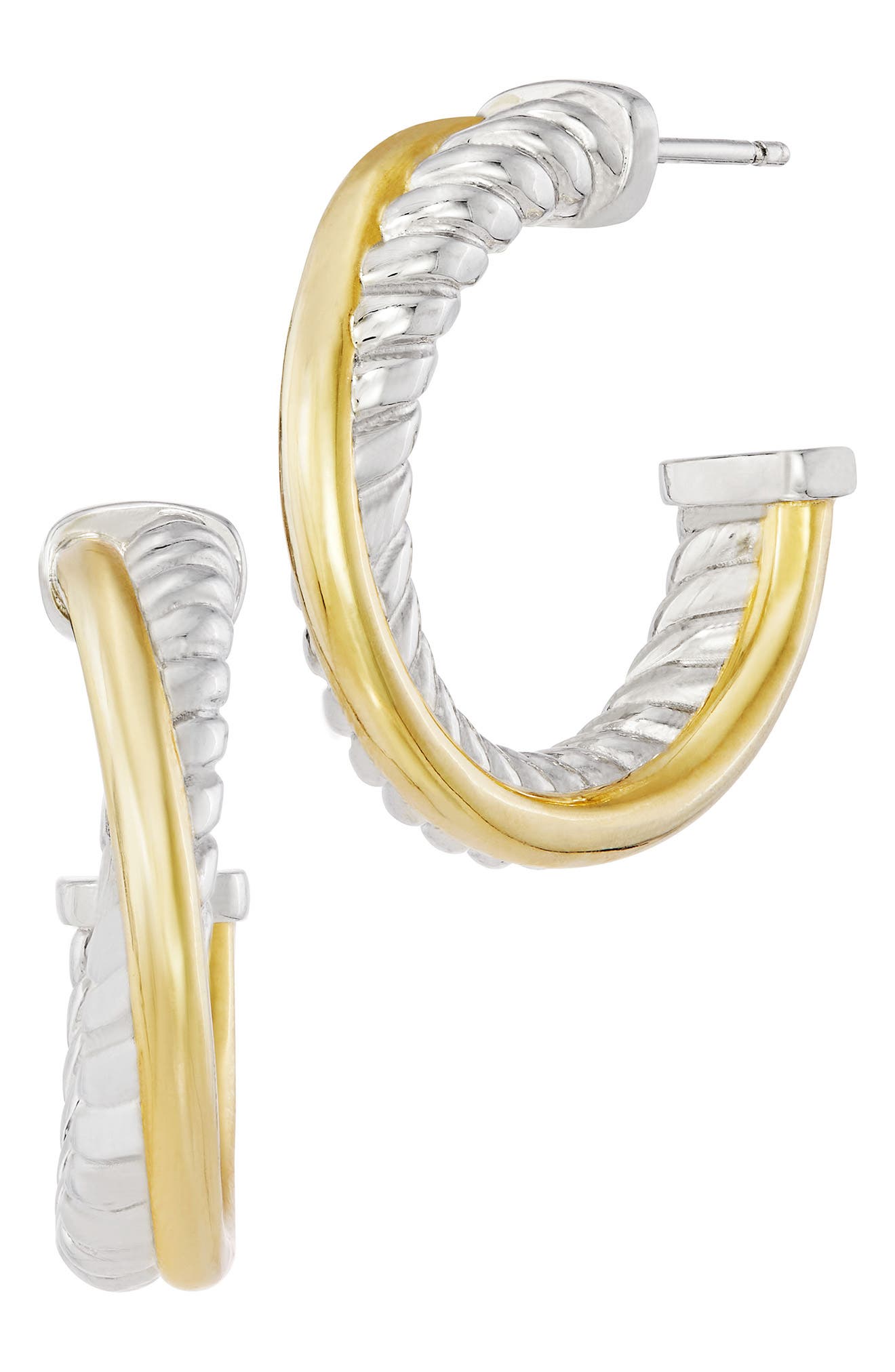 Two Tone Twisted Hoop Earrings