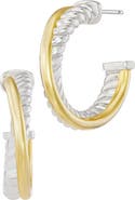 SAVVY CIE JEWELS Two Tone Twisted Hoop Earrings