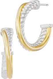 SAVVY CIE JEWELS Two Tone Twisted Hoop Earrings
