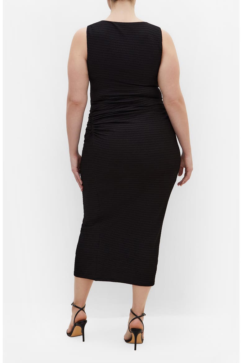 Zilla Ruched Sleeveless Maxi Dress, Alternate, color, BLACK