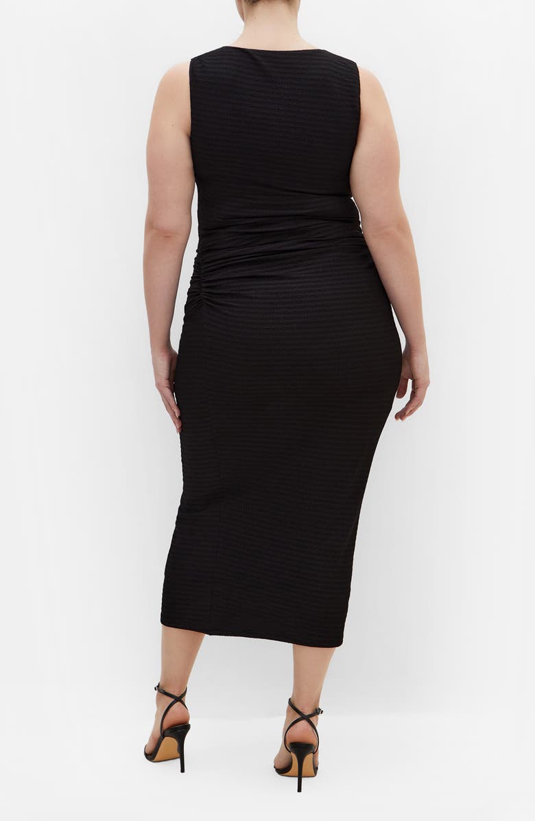 City Chic Zilla Ruched Sleeveless Maxi Dress, Alternate, color, Black