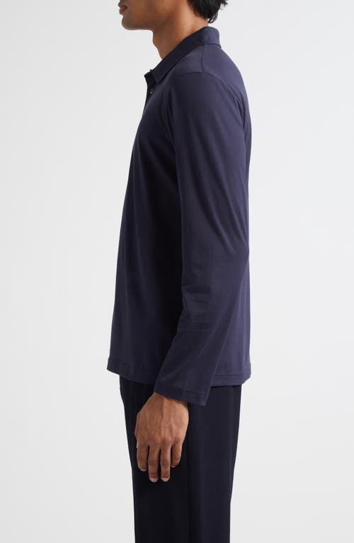 Sunspel Long Sleeve Supima® Cotton Polo In Blue
