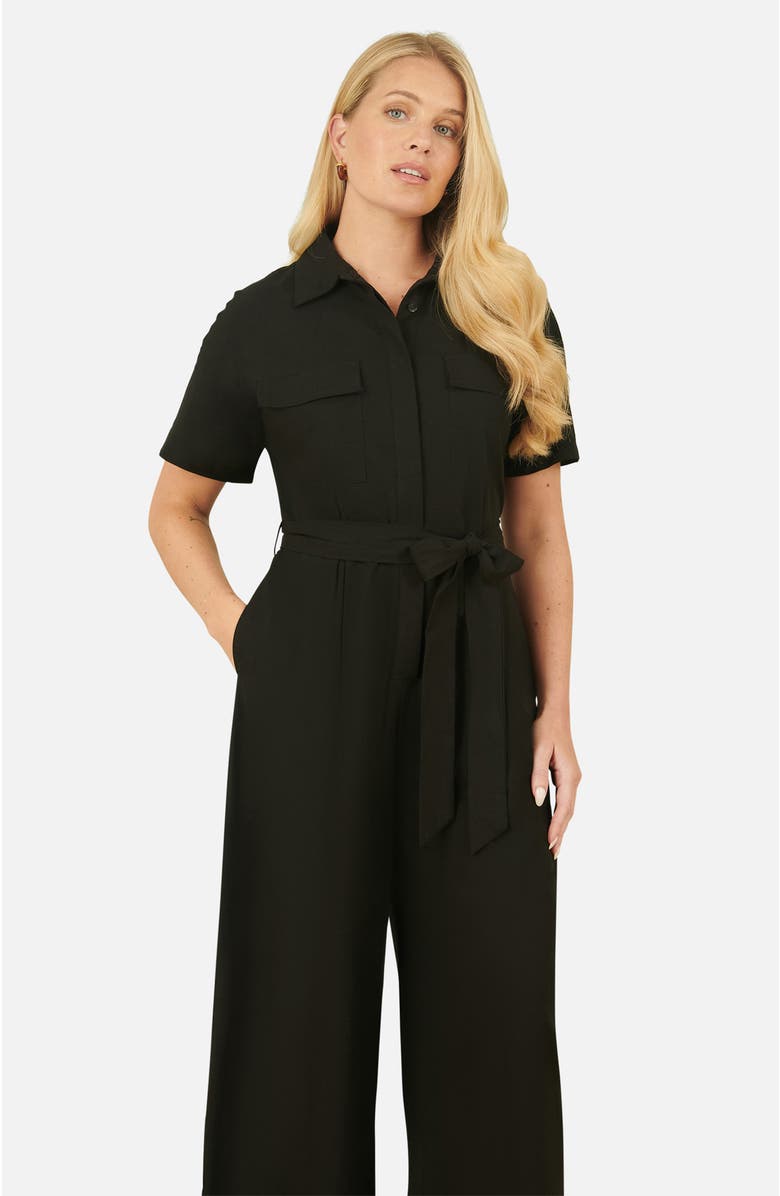Yumi Utility Relaxed Fit Jumpsuit, Alternate, color, Black