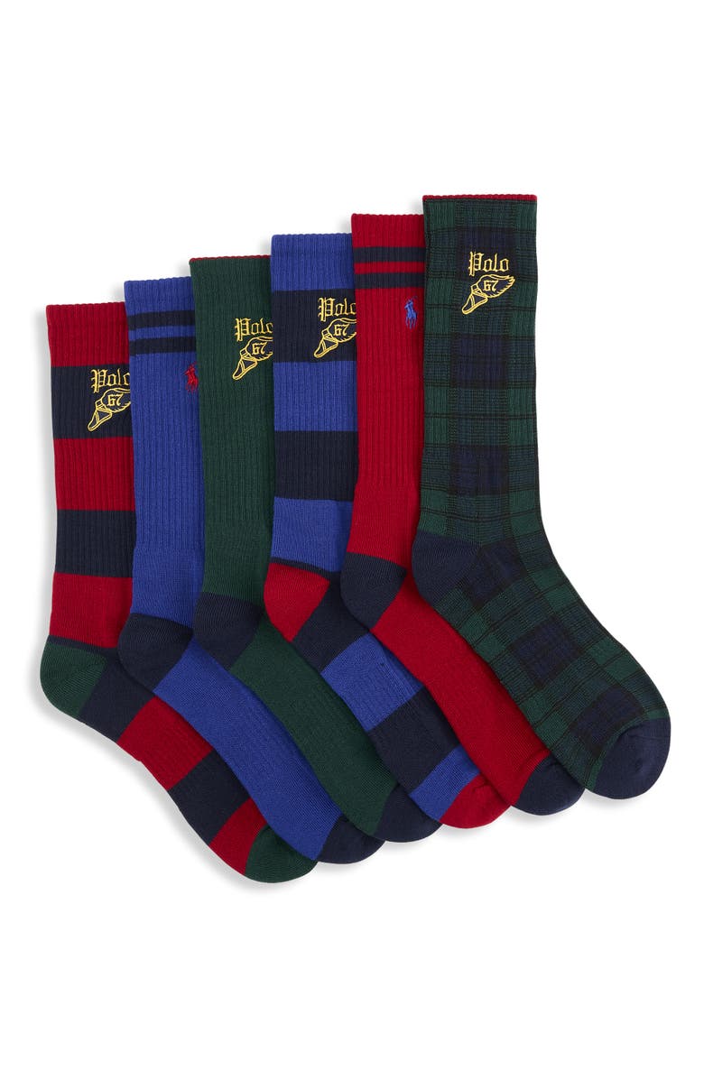 Polo Ralph Lauren Big & Tall 6-pk Tartan Crew Socks, Main, color, Multi