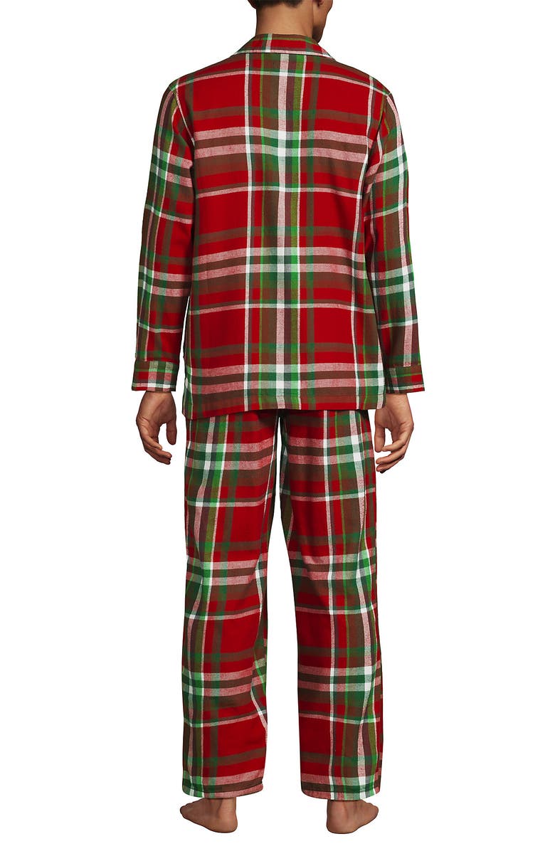Lands
End Flannel Pajama Set, Alternate, color, Compass Red/Emerald Plaid