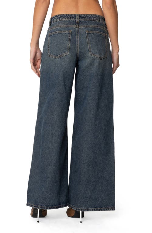 Edikted Laney Low Rise Wide Leg Jeans In Blue