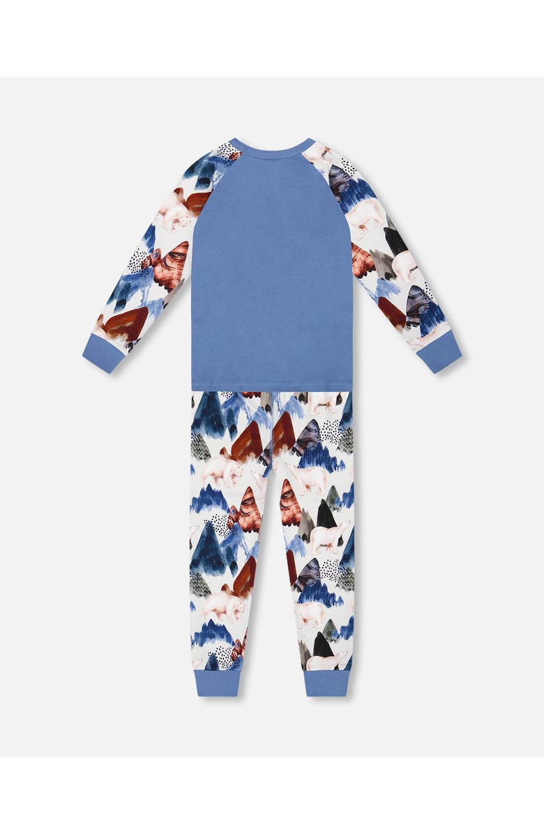 Deux par Deux Two-Piece Organic Cotton Pajama Set Bear, Alternate, color, Blue