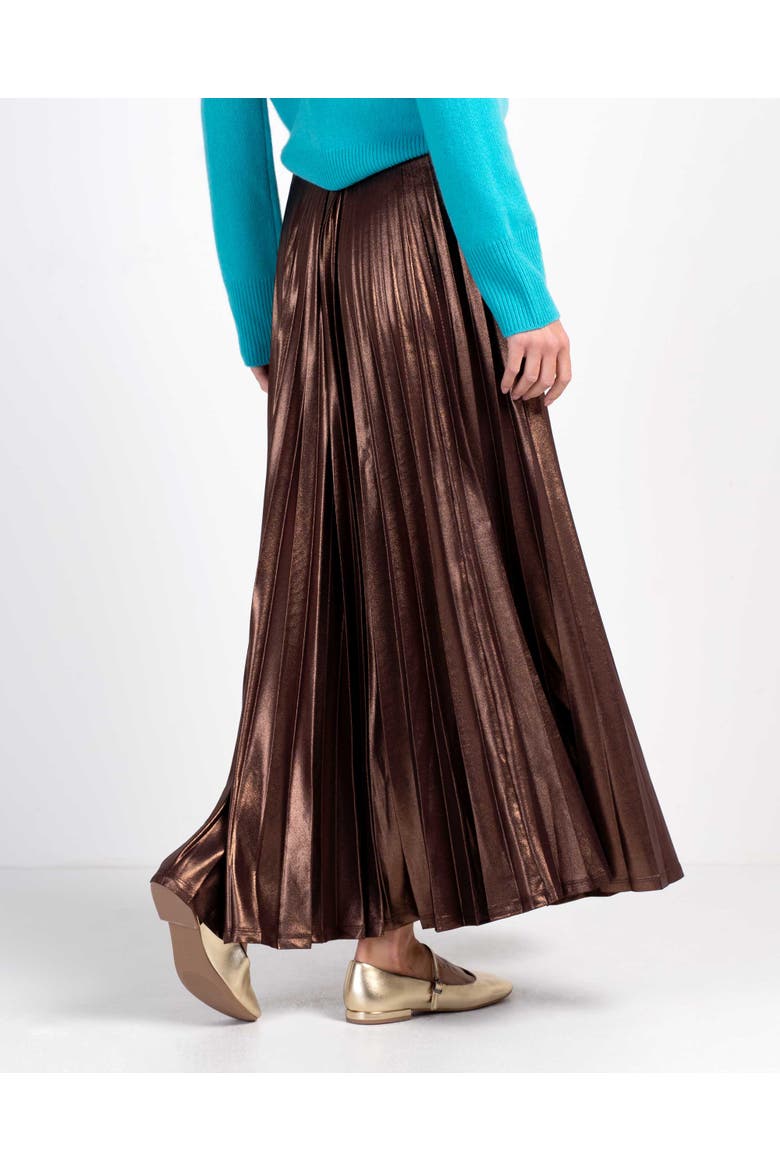 Metallic Full Pleated Skirt, Alternate, color, Rich Chocolate Shimmer