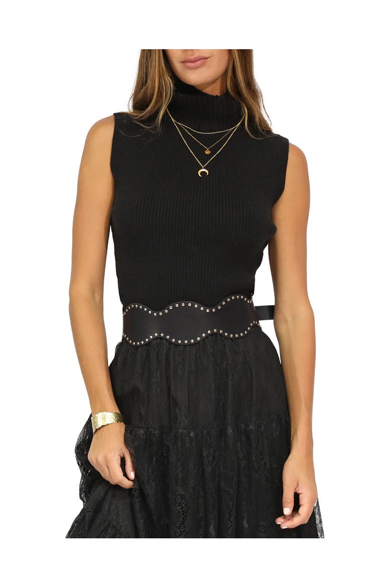 No Other Love Leather Studded Belt, Main, color, Black