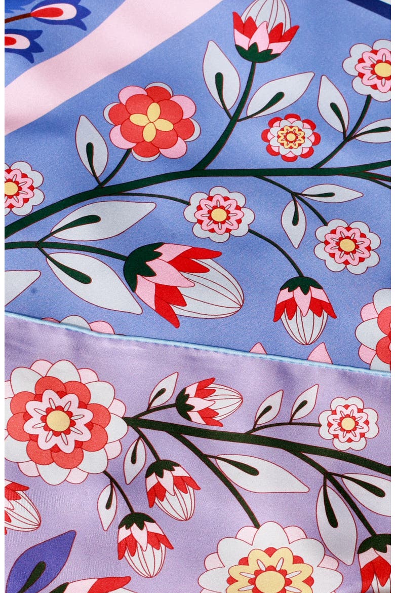 Double Sided Silk Scarf Of Flower Imagination, Alternate, color, Purple