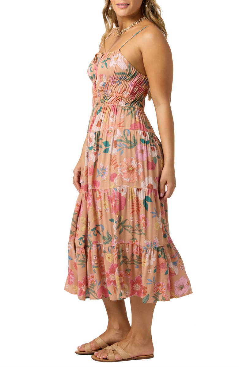 O'Neill Esther Camella Print Sleeveless Tiered Maxi Dress, Alternate, color, Cork