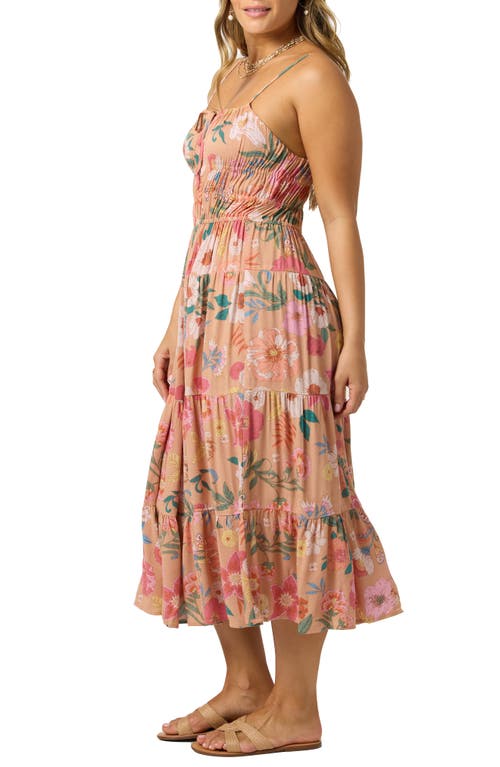 O'neill Esther Camella Print Sleeveless Tiered Maxi Dress In Brown
